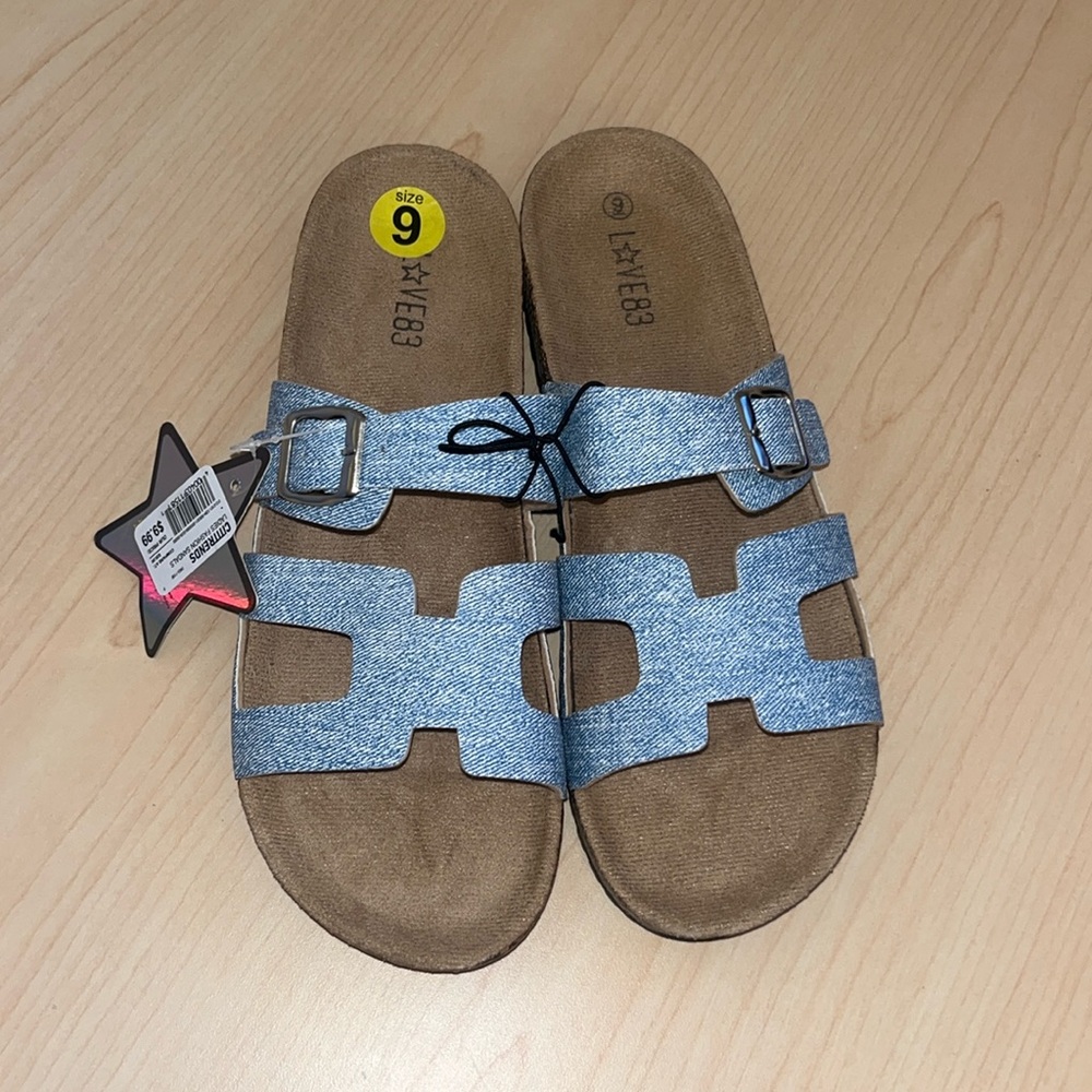 Love83 denim inspired footbed sandal